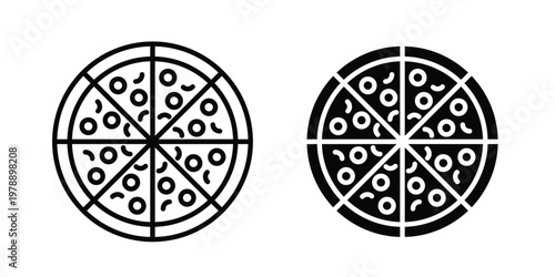 Pizza icon Outline Style. Vector Illustration in flat For Graphic Design