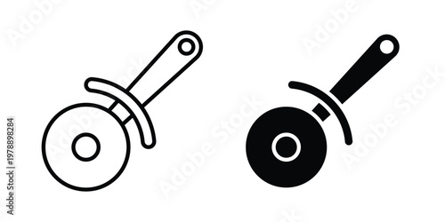 Pizza Slicer icon Outline Style. Vector Illustration in flat For Graphic Design