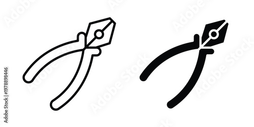 Pliers icon Outline Style. Vector Illustration in flat For Graphic Design
