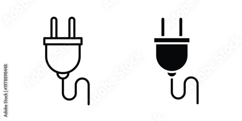 Plug adapter icon Outline Style. Vector Illustration in flat For Graphic Design