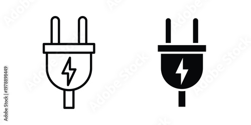 Plug icon Outline Style. Vector Illustration in flat For Graphic Design