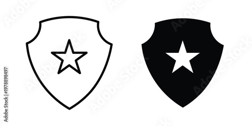 Police badge icon Outline Style. Vector Illustration in flat For Graphic Design