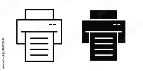 Printer icon Outline Style. Vector Illustration in flat For Graphic Design