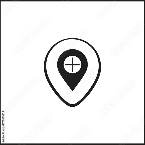 Location pin with crosshair center, minimal monochrome
