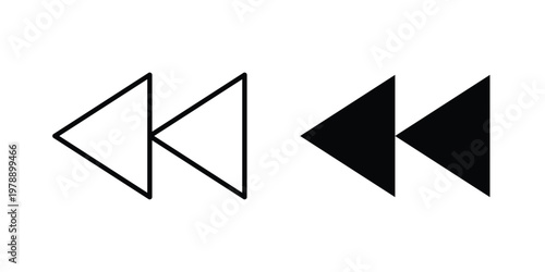 Rewind button icon Outline Style. Vector Illustration in flat For Graphic Design