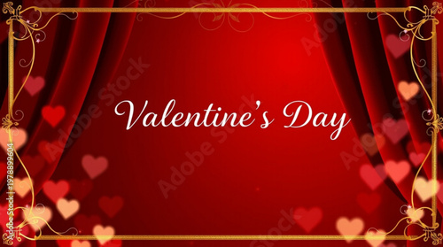A Valentine's Day graphic with a red background and gold accents
