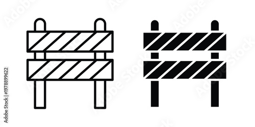 Roadblock icon Outline Style. Vector Illustration in flat For Graphic Design