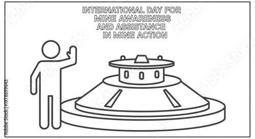 International day for mine awareness and assistance illustration with a person and mine