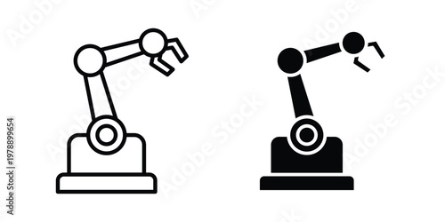 Robot arm icon Outline Style. Vector Illustration in flat For Graphic Design