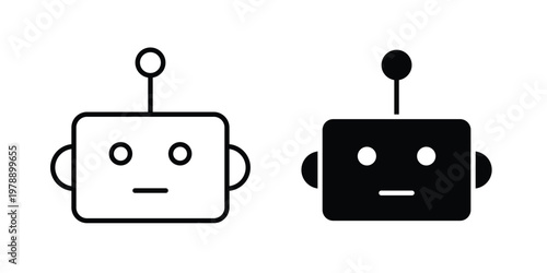 Robot icon Outline Style. Vector Illustration in flat For Graphic Design