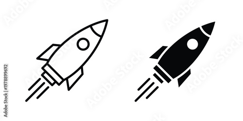 Rocket icon Outline Style. Vector Illustration in flat For Graphic Design