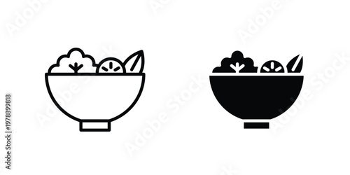 Salad icon Outline Style. Vector Illustration in flat For Graphic Design