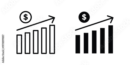 Sales growth icon Outline Style. Vector Illustration in flat For Graphic Design