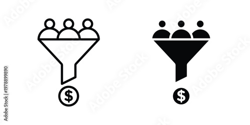 Sales funnel icon Outline Style. Vector Illustration in flat For Graphic Design