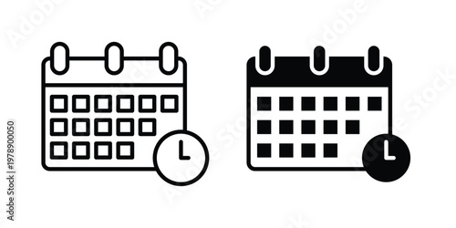 Schedule icon Outline Style. Vector Illustration in flat For Graphic Design