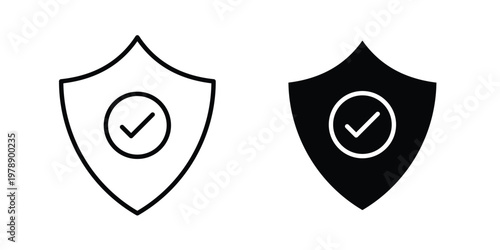 Security badge icon Outline Style. Vector Illustration in flat For Graphic Design