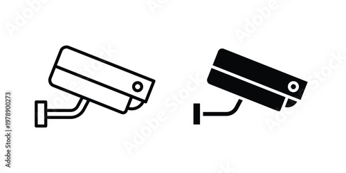 Security camera icon Outline Style. Vector Illustration in flat For Graphic Design