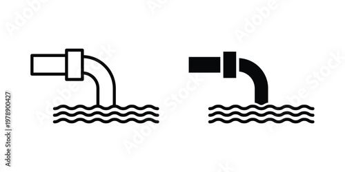 Sewage icon Outline Style. Vector Illustration in flat For Graphic Design