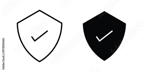 Shield check mark icon Outline Style. Vector Illustration in flat For Graphic Design