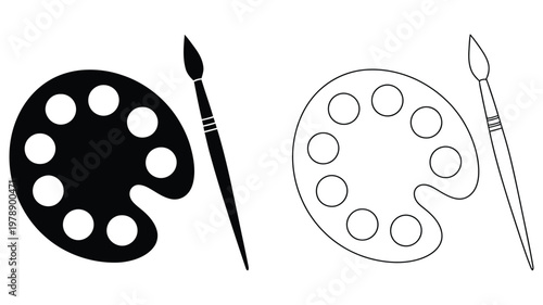 Paintbrush icon set, assorted paintbrush tools collection, painting equipment elements, home improvement symbols, renovation and decorating icons