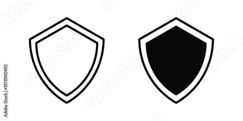 Shield icon Outline Style. Vector Illustration in flat For Graphic Design