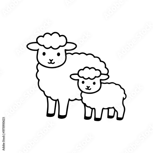 Sheep and lamb line icon
vector line icon on a white background
