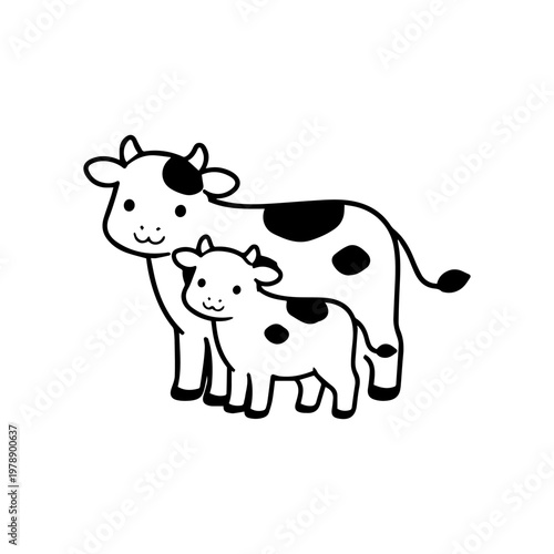 Cow and calf line icon
vector line icon on a white background