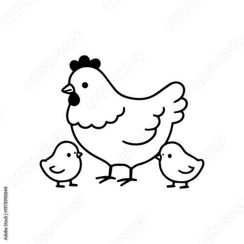 Chicken and chicks line icon
vector line icon on a white background