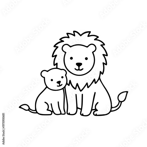 Lion and lion cub line icon
vector line icon on a white background