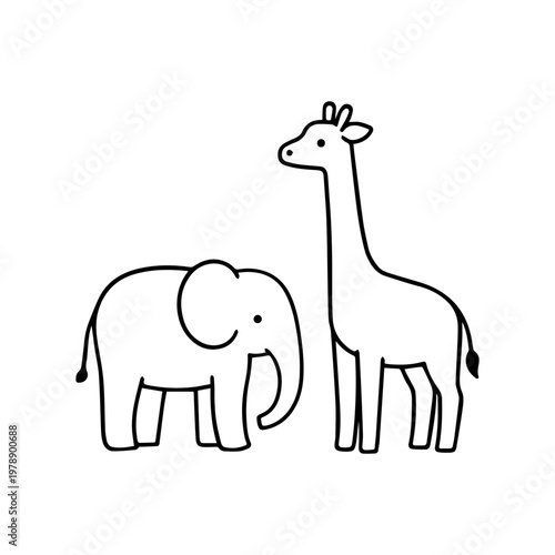 Elephant and giraffe line icon
vector line icon on a white background