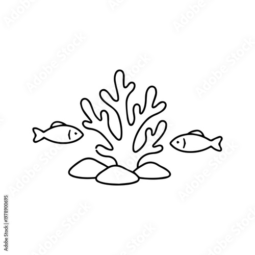 Fish and coral line icon
vector line icon on a white background