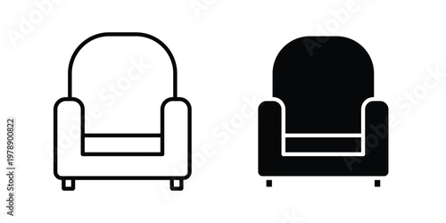 Sofa icon Outline Style. Vector Illustration in flat For Graphic Design