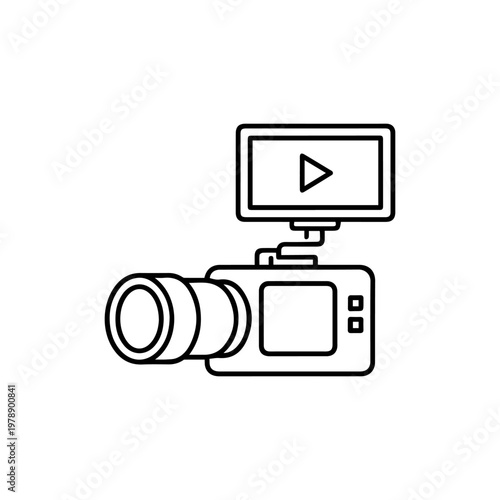 Camera with monitor line icon
vector line icon on a white background
