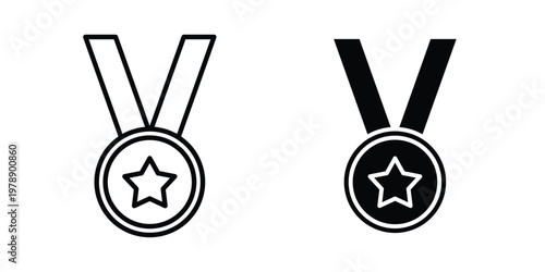 Sports medal icon Outline Style. Vector Illustration in flat For Graphic Design