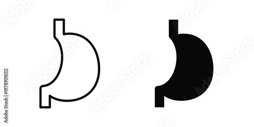 Stomach icon Outline Style. Vector Illustration in flat For Graphic Design