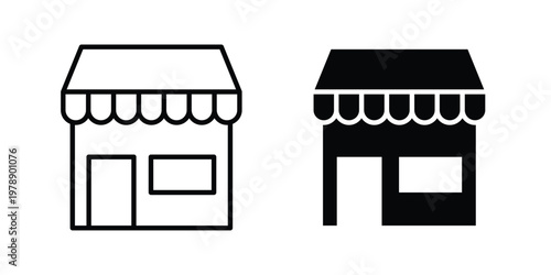 Store icon Outline Style. Vector Illustration in flat For Graphic Design