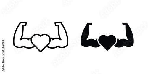 Strong heart icon Outline Style. Vector Illustration in flat For Graphic Design