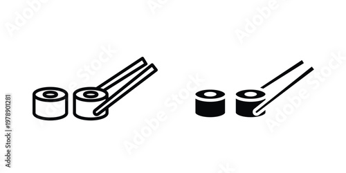 Sushi icon Outline Style. Vector Illustration in flat For Graphic Design