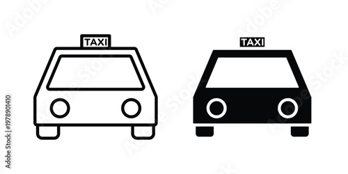 Taxi icon Outline Style. Vector Illustration in flat For Graphic Design