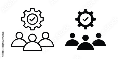 Teamwork icon Outline Style. Vector Illustration in flat For Graphic Design