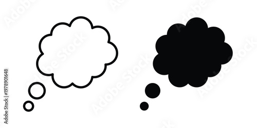 Think bubble icon Outline Style. Vector Illustration in flat For Graphic Design
