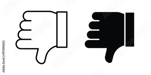Thumbs down icon Outline Style. Vector Illustration in flat For Graphic Design