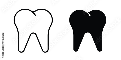 Tooth icon Outline Style. Vector Illustration in flat For Graphic Design