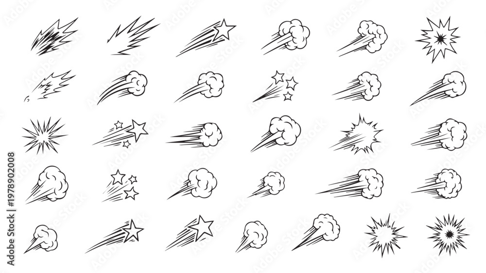 Obraz premium Cartoon explosion and starburst effects for comic book illustrations and graphic design
