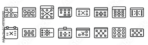 advertising matrix line icons collection and Vector icon set in a outline design.