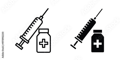 Vaccination icon Outline Style. Vector Illustration in flat For Graphic Design