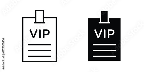 VIP pass icon Outline Style. Vector Illustration in flat For Graphic Design