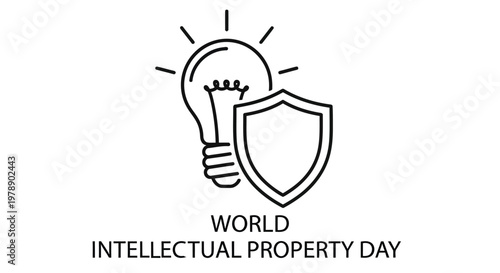 World intellectual property day graphic with lightbulb and shield icon