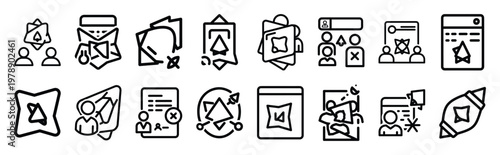 community matrix line icons collection and Vector icon set in a outline design.