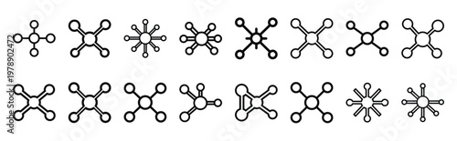 connection grid line icons collection and Vector icon set in a outline design.